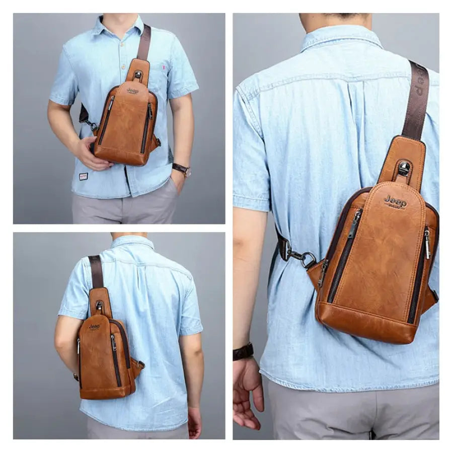 Mochila Transversal de Couro Classic Jeep